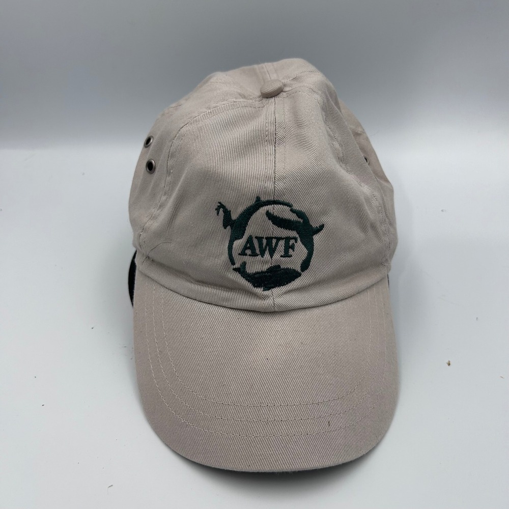 African Wildlife Foundation AWF Baseball Cap Khaki Tan Embroidered Hat Adj.
